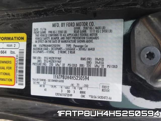 1FATP8UH4H5250594 фото 2