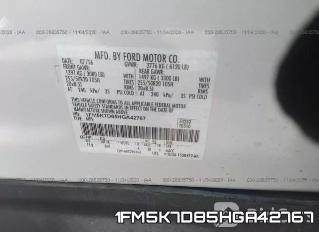 1FM5K7D85HGA42767 фото 9