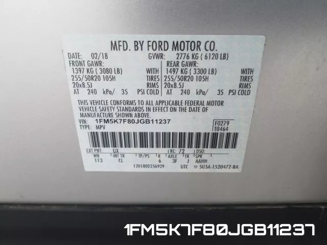 1FM5K7F80JGB11237 фото 2