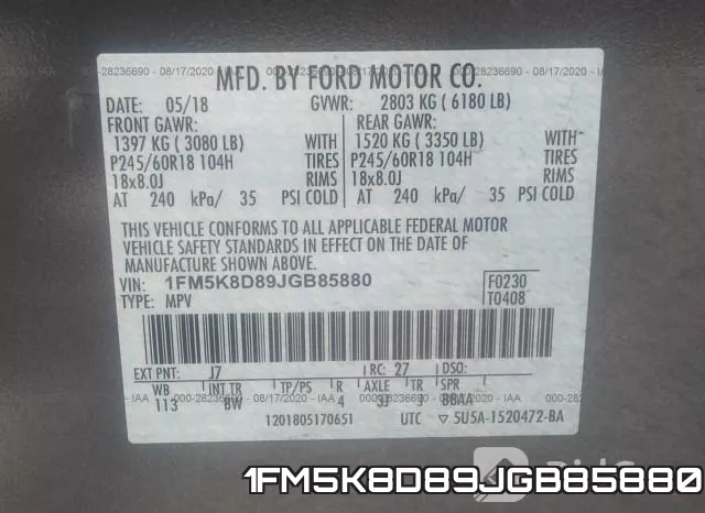 1FM5K8D89JGB85880 фото 10