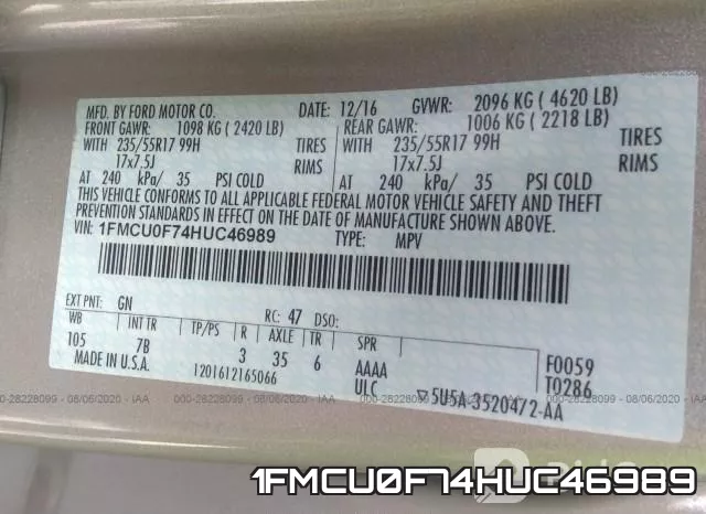 1FMCU0F74HUC46989 фото 10