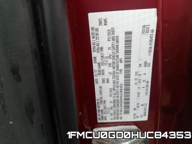 1FMCU0GD0HUC84353 фото 2