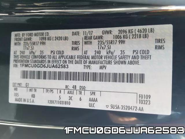 1FMCU0GD6JUA62583 фото 2