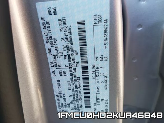 1FMCU0HD2KUA46848 фото 2