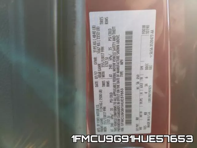 1FMCU9G91HUE57653 фото 2