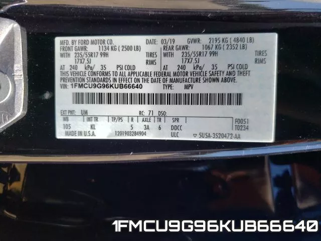 1FMCU9G96KUB66640 фото 2