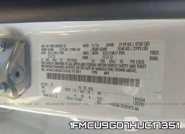 1FMCU9GD7HUC17351 фото 10