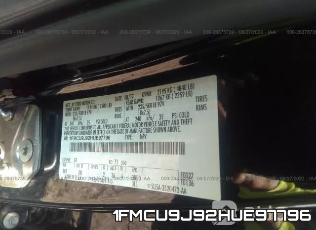 1FMCU9J92HUE97796 фото 9