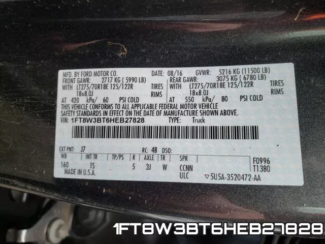 1FT8W3BT6HEB27828 фото 2