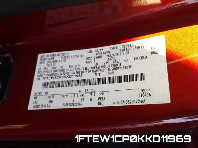 1FTEW1CP0KKD11969 фото 2