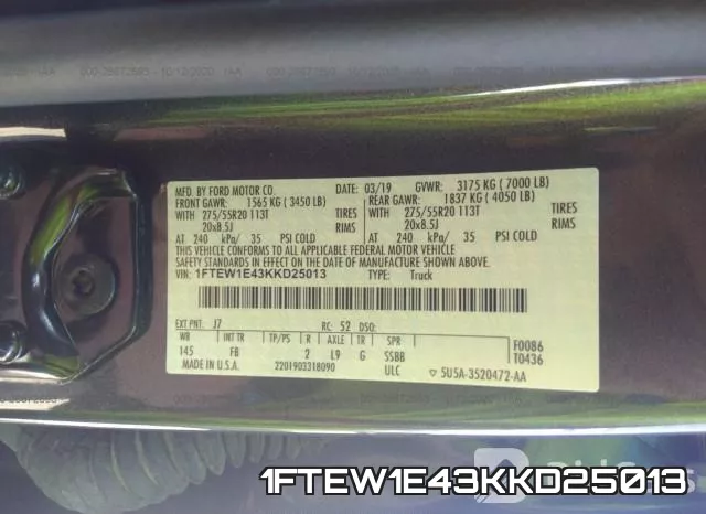 1FTEW1E43KKD25013 фото 10