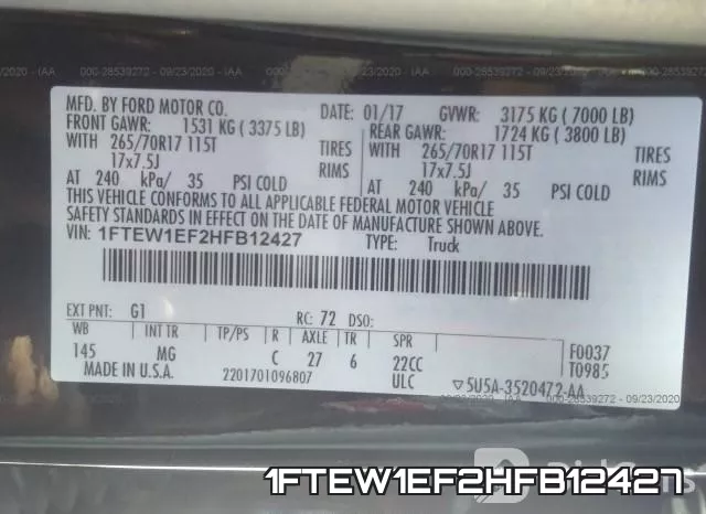 1FTEW1EF2HFB12427 фото 10