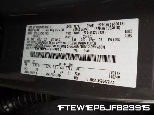 1FTEW1EP6JFB23915 фото 2