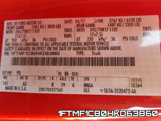 1FTMF1C80HKD63860 фото 2