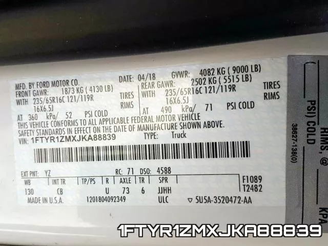 1FTYR1ZMXJKA88839 фото 2