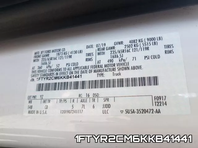 1FTYR2CM6KKB41441 фото 2