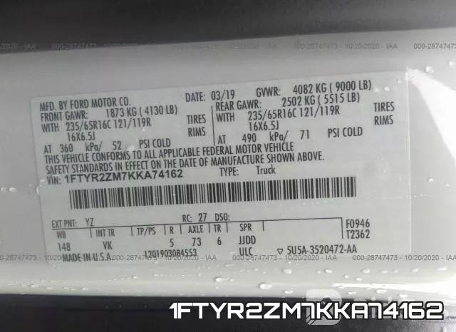 1FTYR2ZM7KKA74162 фото 9