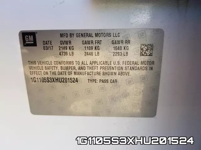 1G1105S3XHU201524 фото 2