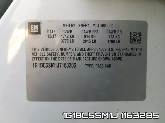 1G1BC5SM1J7163285 фото 2