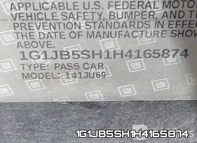 1G1JB5SH1H4165874 фото 10
