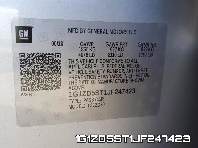 1G1ZD5ST1JF247423 фото 2
