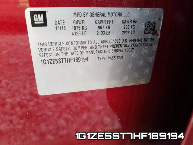 1G1ZE5ST7HF189194 фото 2