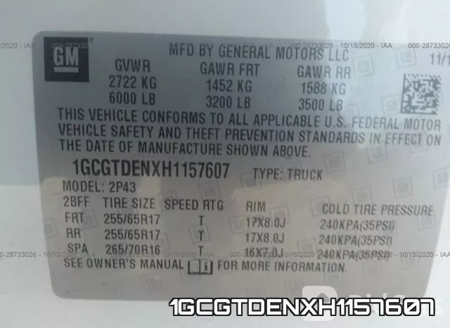 1GCGTDENXH1157607 фото 9
