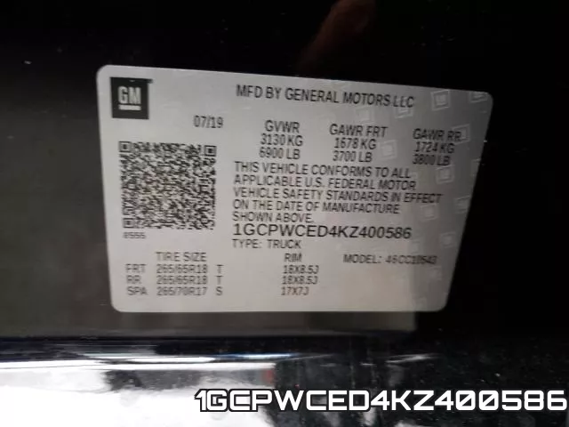 1GCPWCED4KZ400586 фото 2