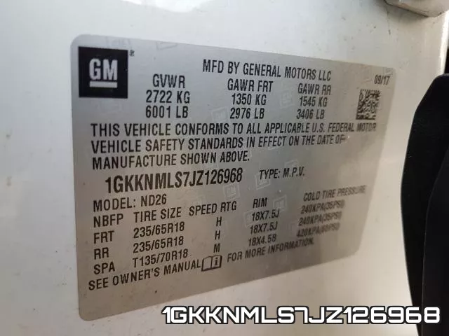 1GKKNMLS7JZ126968 фото 2