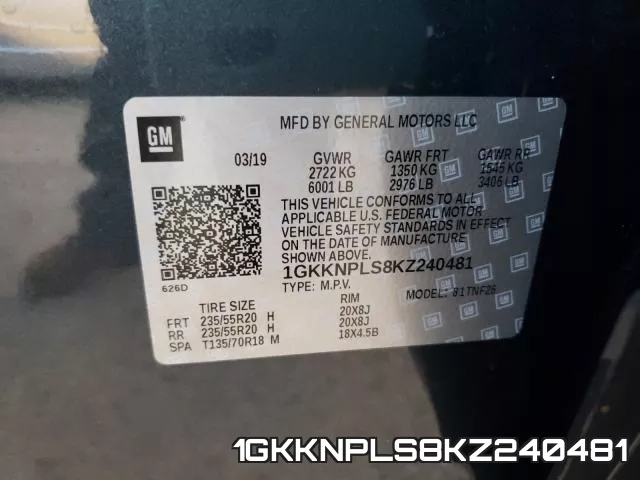 1GKKNPLS8KZ240481 фото 2