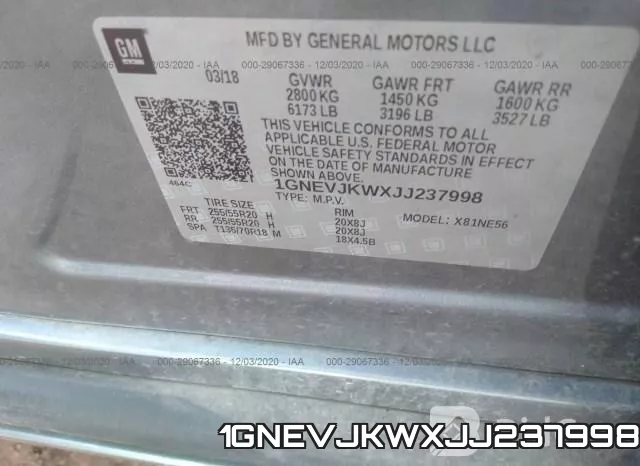 1GNEVJKWXJJ237998 фото 10