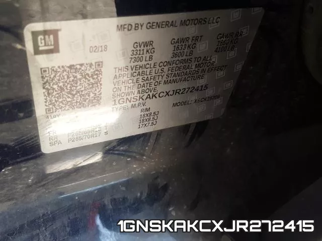 1GNSKAKCXJR272415 фото 2