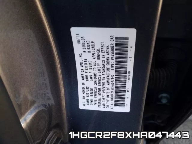1HGCR2F8XHA047443 фото 2