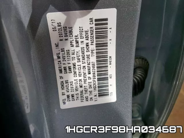 1HGCR3F98HA034687 фото 2