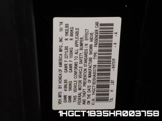 1HGCT1B35HA003758 фото 2