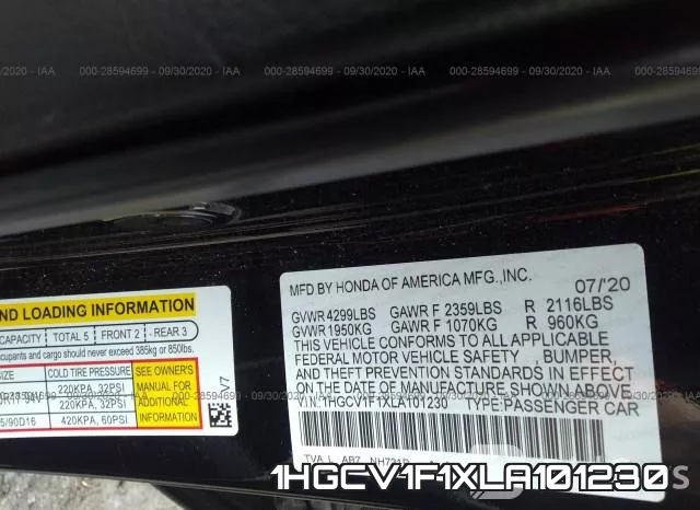 1HGCV1F1XLA101230 фото 10