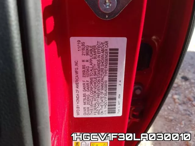 1HGCV1F30LA030010 фото 2