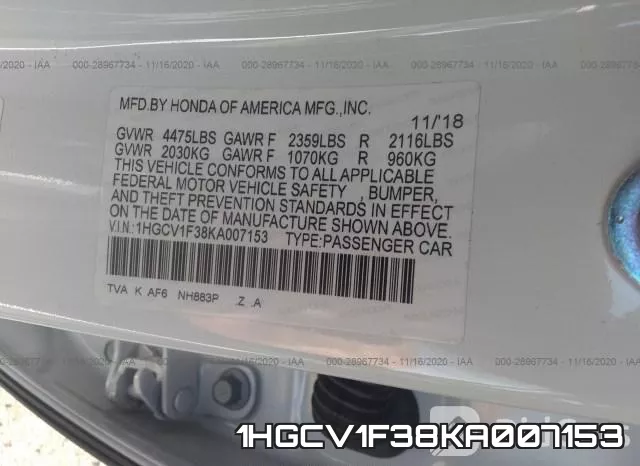 1HGCV1F38KA007153 фото 10