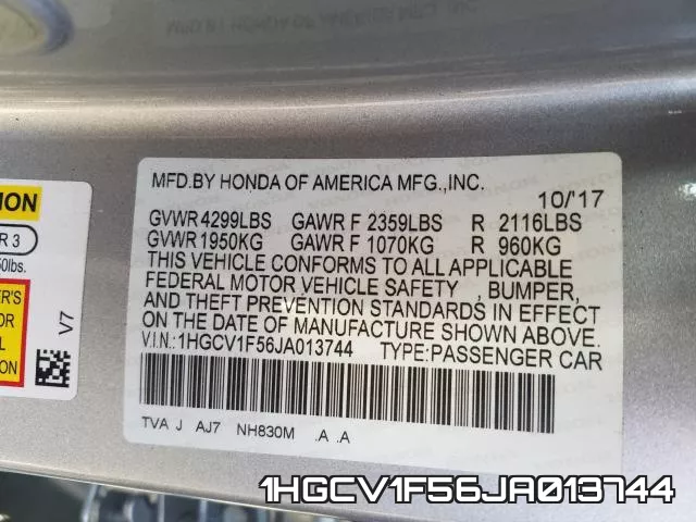 1HGCV1F56JA013744 фото 2