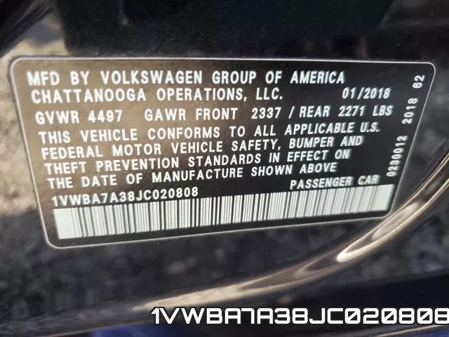 1VWBA7A38JC020808 фото 2