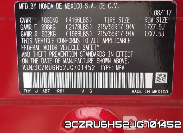 3CZRU6H52JG701452 фото 10