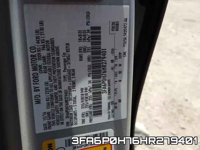 3FA6P0H76HR279401 фото 2