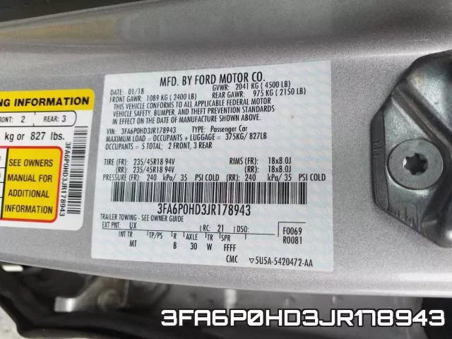 3FA6P0HD3JR178943 фото 2