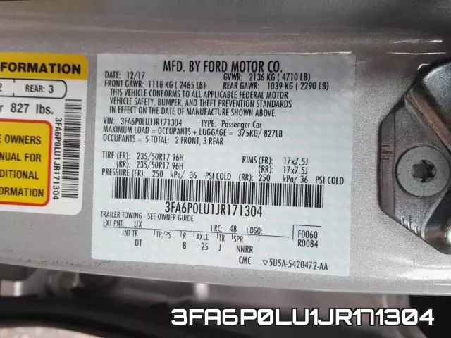 3FA6P0LU1JR171304 фото 2