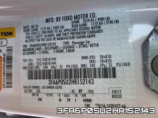 3FA6P0SU2HR152143 фото 2