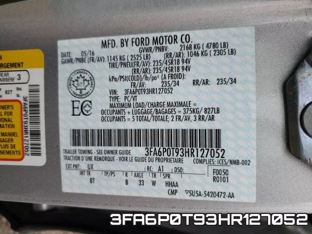 3FA6P0T93HR127052 фото 2