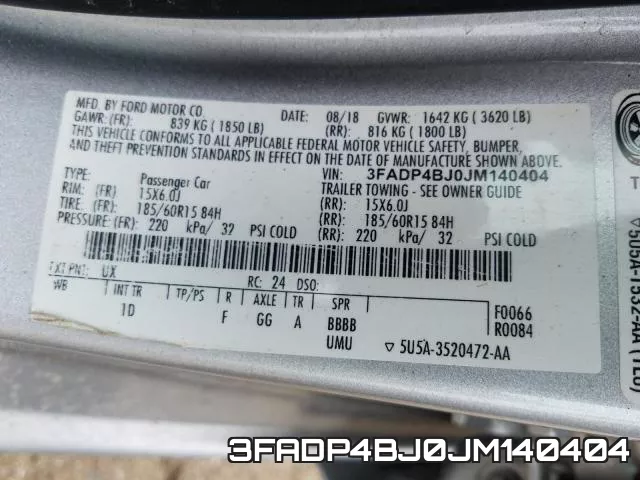 3FADP4BJ0JM140404 фото 2