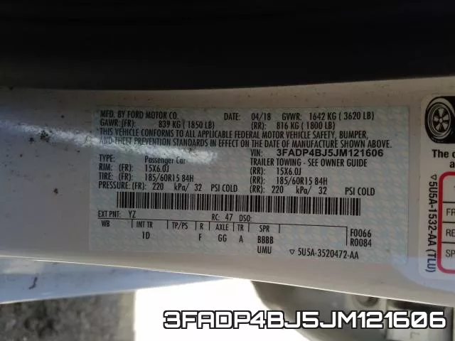 3FADP4BJ5JM121606 фото 2