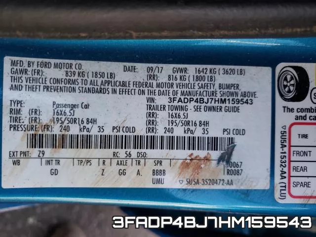 3FADP4BJ7HM159543 фото 2