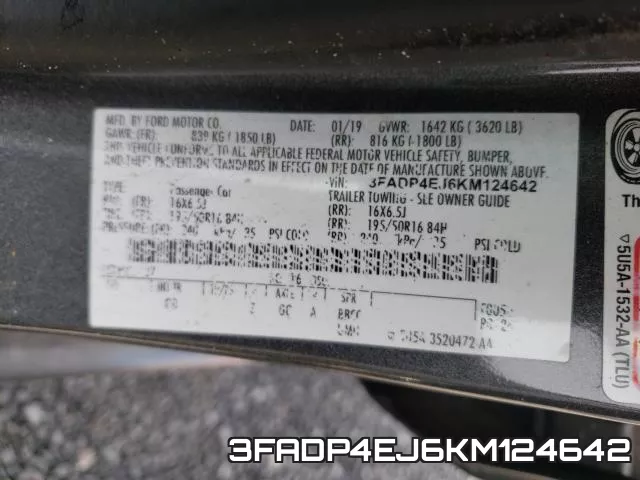 3FADP4EJ6KM124642 фото 2